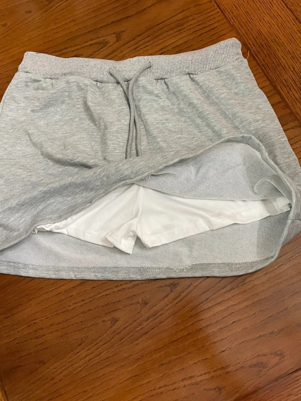 Casual Light Gray Drawstring Mini Skort - Picture 2 of 4